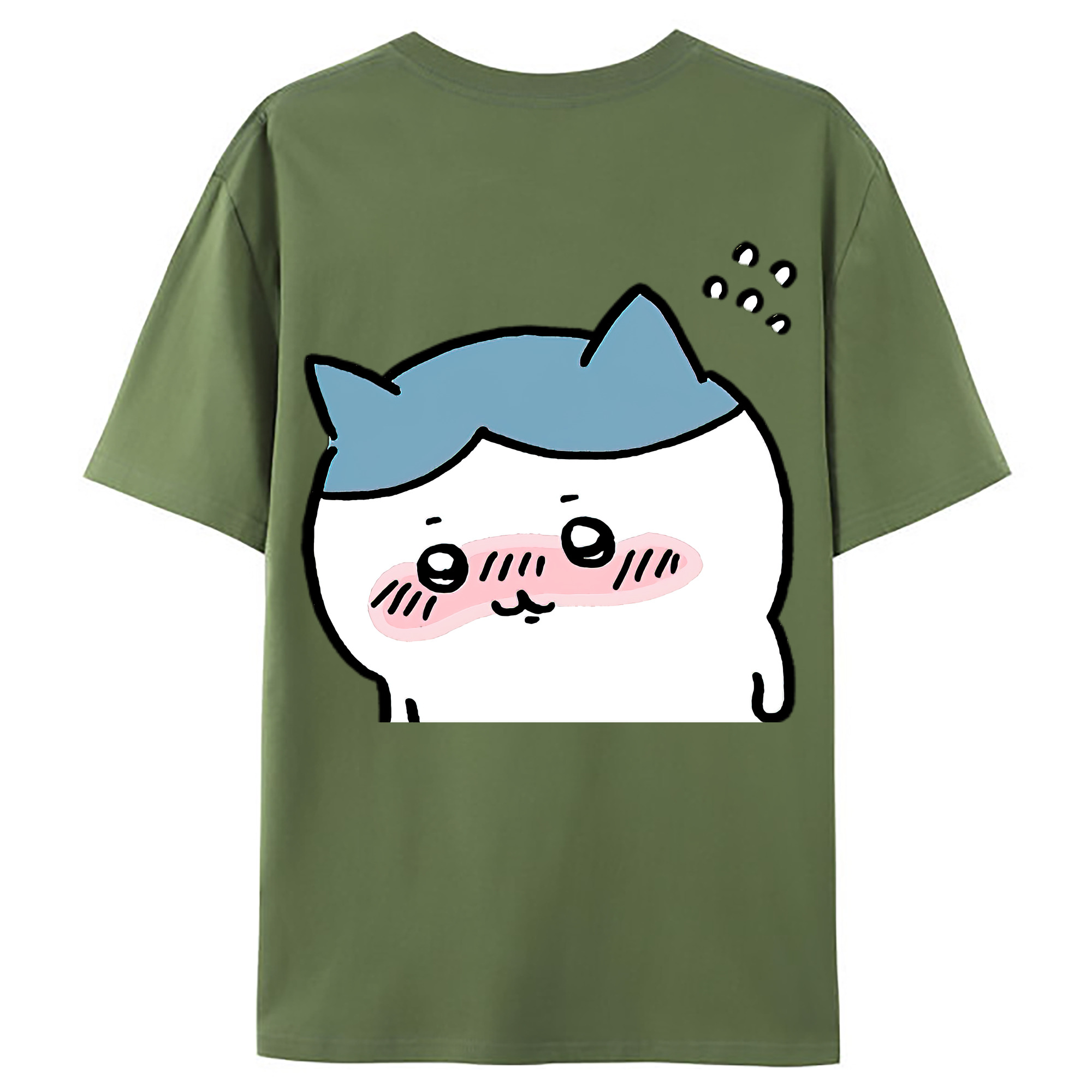 （画像用） ちいかわ ハチワレ Chii-kawa hachiware 綿100％ メンズ半袖Tシャツ（バックプリント） 通気性
